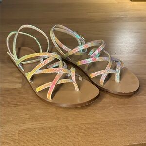 J.Crew Iridescent T-Strap Sandals
